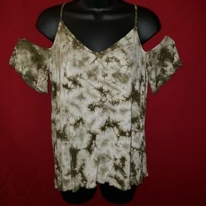 Cold shoulder tie dyed tee shirt by American Eagle